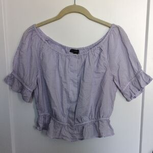 J Crew Lilac Clip Dot Cropped Blouse